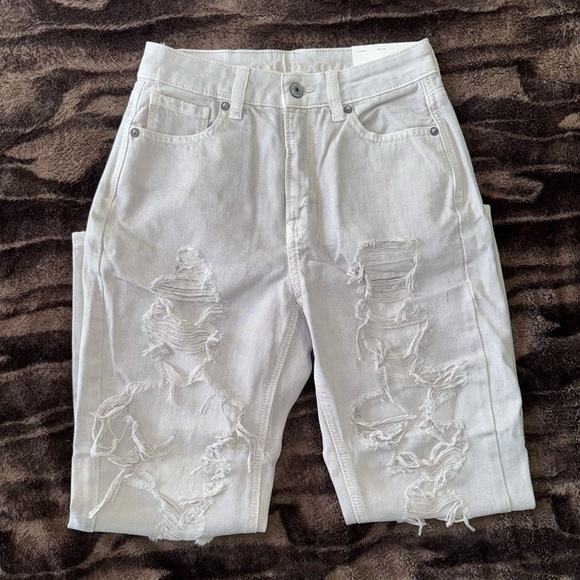 American Eagle Gray Ripped Mom Jean - Picture 6 of 12